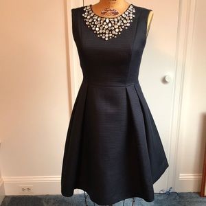Kate Spade Black Cocktail Dress with Jeweled Neckline
